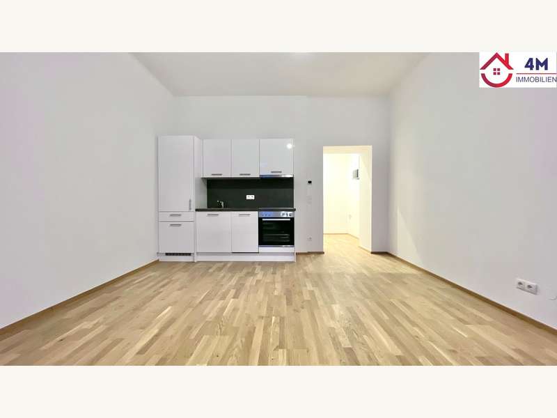 Wohnzimmer mit Küche - Eigentumswohnung Wien - Bild 1