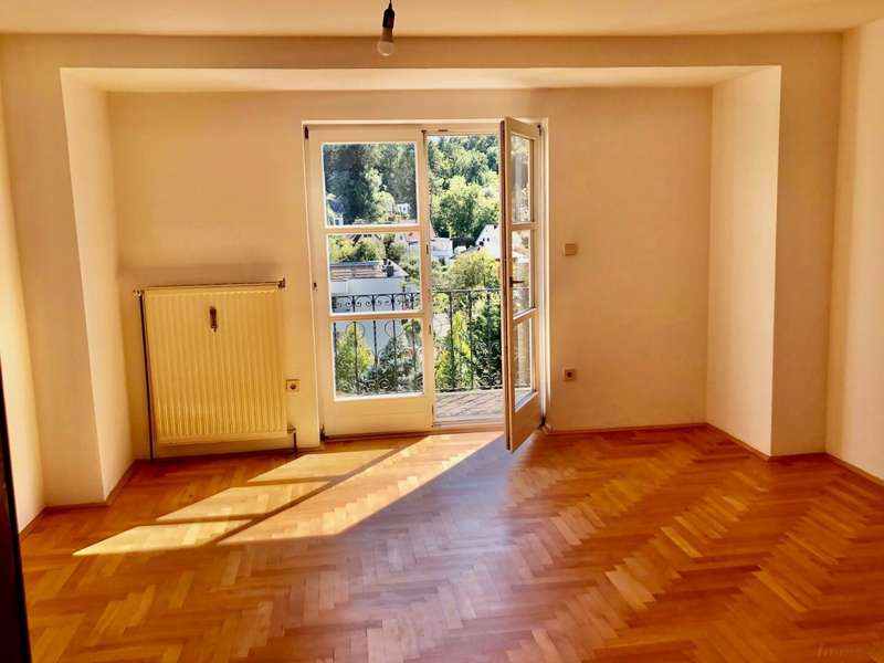 Wohnzimmer mit Balkon - Dachgeschosswohnung Graz - Bild 1